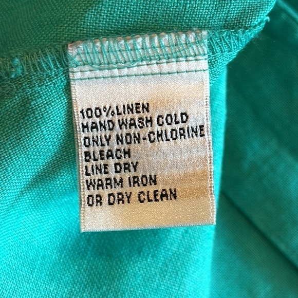 Talbots Irish linen green blouse size 12 petite - Picture 9 of 9